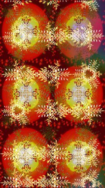 Kırmızı, kahverengi ve sarı renkte çiçekler. Düz Çiçek Elementleri Tasarımı. Raster Illustrasyon 'daki Çiçek Deseni' nin son moda çizimi. Renkli Yaz Teması çizim şablonu.