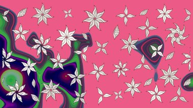 Düz Çiçek Elementleri Tasarımı. Renkli Bahar Teması eskiz kalıbı. Güzel kumaş deseni. Raster illüstrasyonunda çiçek deseni çizimi.