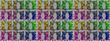 Yeşil renklere karalamalar çizen kusursuz çiçek deseni. Raster illüstrasyonu.