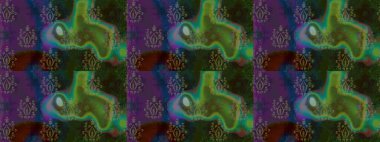 Raster illüstrasyonu. Yeşil renkte karalamalı çiçek deseni çiz.