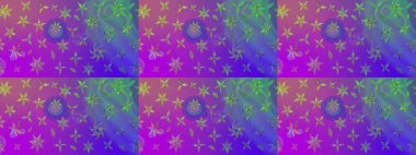 Çiçekli, yapraklı, çiçek desenli eskiz. Raster illüstrasyonu. El çizimi.