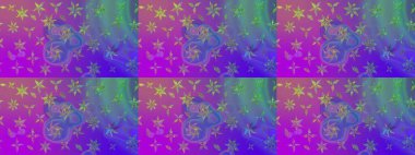 Tekstil için suluboya eskiz deseni. El çizimi çiçek çizimi deseni (fayans). Şirin çiçekli, desenli, menekşe renkli çizim deseni.