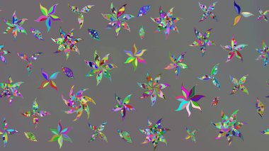 Gri renkli çiçekler. Raster illüstrasyonunda çiçek deseni çizimi.