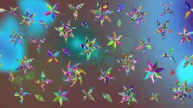 Renkli Bahar Teması eskiz kalıbı. Süslü kumaş deseni. Düz Çiçek Elementleri Tasarımı. Raster illüstrasyonunda çiçek deseni çizimi.