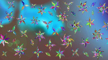 Çiçekli karalama şeklinde Raster çiçek deseni. Mavi renkli çiçekler. Yumuşak, yaz çiçekli arka plan.