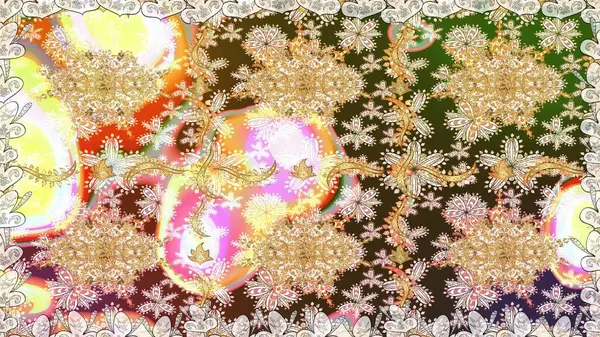 Altın elementlerle bej renklerde altın desen. Raster altın pürüzsüz desen. Arkaplan, kumaş, altın duvar kağıdı. Düz elle çizilmiş vintage koleksiyonu.