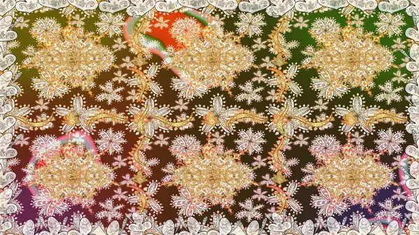 Raster oryantal süs. Kusursuz altın desen. Kahverengi renklerde, altın elementlerle kusursuz desen.