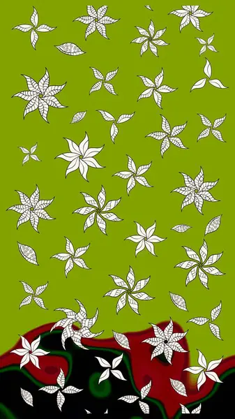 Yumuşak, yeşil renkli bahar çiçekleri. Çiçekli karalama şeklinde Raster çiçek deseni. Raster illüstrasyonu.