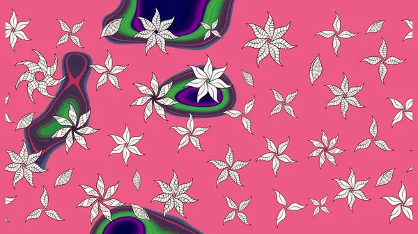 Pembe renkli çiçekler. Raster illüstrasyonunda çiçek deseni çizimi.