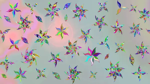 Raster illüstrasyonu. Gri renkli Asya tekstili. Suluboya çiçekli çiçek deseni.