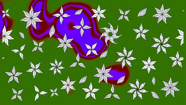 Çiçeksel çizim kalıbının yansıması. Vadinin yeşil renkli çiçekleri.