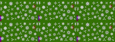 Eskiz arkaplan modeli. Yeşil yapraklı yabani çiçekler. Suluboya, elle çizilmiş. Raster illüstrasyonu.