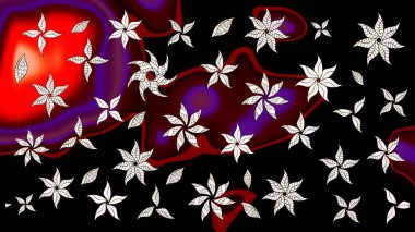 Poster ya da kapak için arka plan. Davetiye ve kartpostal tasarımı için dekoratif çiçek unsurları. Yapraklı çizim şekli. Tekstil için figür. Sevimli zarif çiçekler Raster illüstrasyonu.