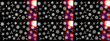 Üzerinde gelincikler ve vadi zambakları olan renkli çiçek desenli nakış deseni. Tekstil tasarımı için siyah renkli geleneksel halk çiçekleri buketi.