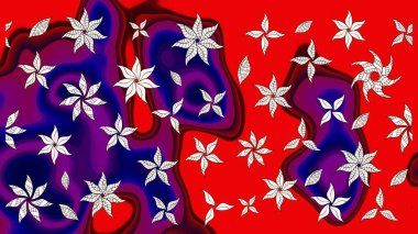 Kırmızı renkte çiçekler. Renkli Yaz Temalı eskiz kalıbı. Raster illüstrasyonundaki çiçek desenli çizim. Düz Çiçek Elementleri Tasarımı.