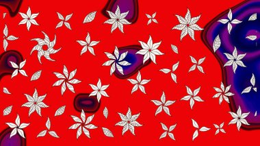 Çiçek izi. Suluboya çizim kalıbı. Suluboya tarzında kırmızı renkte çiçekler.