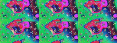 Küçük yeşil çiçeklerle oldukça eski bir besin torbası deseni. Tekstil, kumaş, kapaklar, duvar kağıtları, baskı, paket, koleksiyon defteri, örgü, dekupaj için çiçek arkaplanı..