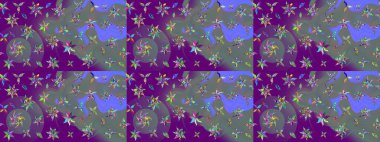 Düz Çiçek Elementleri Tasarımı. Mor renkli çiçekler. Renkli Bahar Teması eskiz kalıbı. Güzel çiçek deseni..