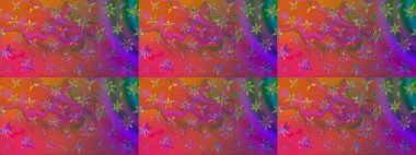 Raster illüstrasyonundaki çiçek desenli çizim. Renkli Bahar Teması eskiz kalıbı. Düz Çiçek Elementleri Tasarımı. Süslü kumaş deseni.