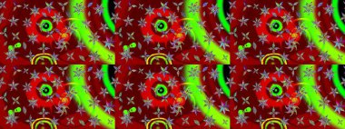 Raster illüstrasyonundaki çiçek desenli çizim. Düz Çiçek Elementleri Tasarımı. Süslü kumaş deseni. Renkli Bahar Teması çizim şablonu.