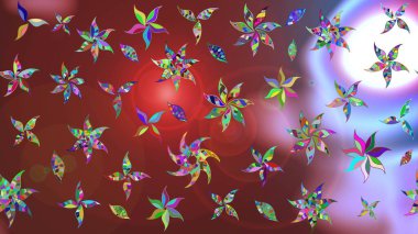 Raster illüstrasyonu. Şirin çiçekli eskiz deseni ve kahverengi renkli yapraklar, suluboya çiçek deseni, duvar kağıdı, kart veya kumaş için fayanslı.