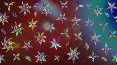 Güzel kumaş deseni. Raster illüstrasyonu. El çizimi. Çiçekler, dallar, otlar ve çiçekler.