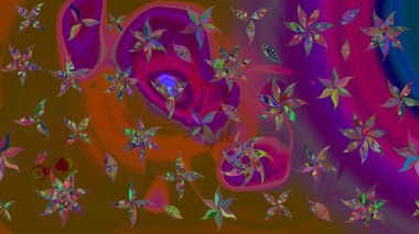 Çiçekli bahar çiçekleri. Moda baskıları için zarif bir şablon. Motley illüstrasyonu. Küçük renkli çiçekler. Küçük çiçekte şirin desenler.