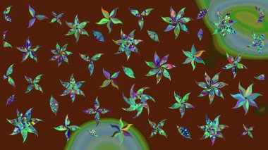 Kahverengi renkli çiçekler. Çiçek süslemeli çizim deseni. Raster illüstrasyonu.