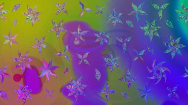 Mor renkli çiçekler. Raster düz çiçek çizim deseni. Tasarım hediye paketi, tebrik kartları, posterler ve afiş tasarımı.