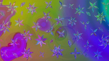 Raster çiçekli arka plan. Güzel eskiz şekli. Düz Çiçek Elementleri Tasarımı. Renkli Yaz Temalı eskiz kalıbı. Güzel kumaş deseni. Yazdır.