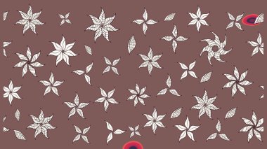 Yaz çiçekleri teması. Kahverengi renkli. Suluboya resim taklit Raster çizimi. El çizimi, soyut ve süslü elementler. Klasik çiçekler..