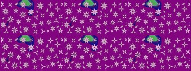 Raster illüstrasyonundaki çiçek desenli çizim. Mor renkte çiçekler.