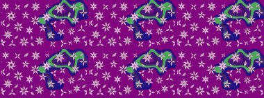 Çiçek desenli eskiz, darbeler, sıçramalar, yaz çiçekleri. Raster illüstrasyonu. Mor renkte çiçekler.