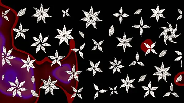 Raster illüstrasyonu. Siyah renklerde. Raster illüstrasyonundaki çiçek desenli çizim. Güzel kumaş deseni.