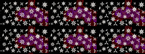 Siyah renkler üzerine çiçek desenli eskiz, el yapımı papatyalar, papatyalar. Tekrarlayan çiçek arkaplanı, zarif siyah çiçekler duvar kağıdı..