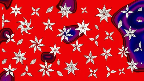 Çiçek izi. Suluboya çizim kalıbı. Suluboya tarzında kırmızı renkte çiçekler.