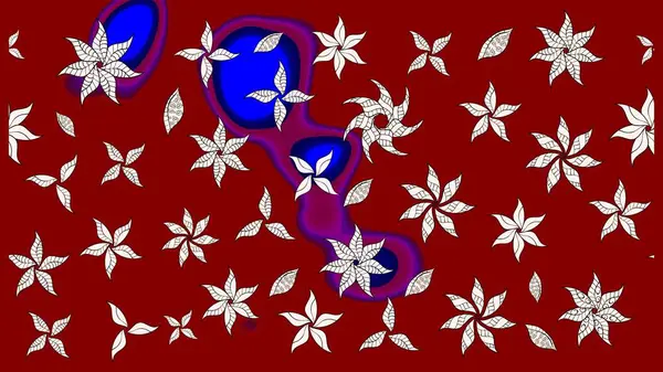 Parlak renkli çiçekli ve kırmızı yapraklı harika bir çiçek deseni. Halk tarzı. Moda baskıları için zarif bir şablon. Modern çiçek arkaplanı.