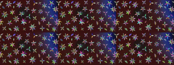 Düz Çiçek Elementleri Tasarımı. Sevimli çiçek raster deseni. Renkli Bahar Teması eskiz kalıbı. Kahverengi renkte çiçekler.