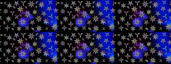 Raster illüstrasyonundaki çiçek desenli çizim. Siyah renkte çiçekler.