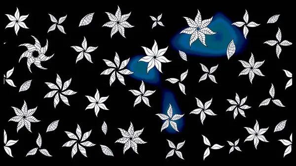 Raster. Siyah renkte güzel çiçekler, suluboya desenli eskiz deseni, duvar kağıdı, kart veya kumaş için fayanslı..