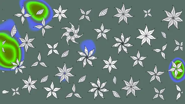 Tarafsız renklerde etnik çiçeklerle süslenmiş zarif bir eskiz. Asya Tekstil 'inde Raster Çiçek İllüstrasyonu.