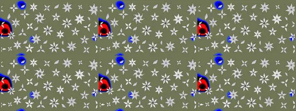 Yeşil renkli yeşil papatya deseni. Raster illüstrasyonu. Yeşil renklerde.