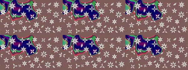 Tomurcukları papatya çiçekleri olan sevimli bir çiçek deseni. Eskiz geçmişi. Raster illüstrasyonu. Kumaş, tekstil, duvar kağıdı baskısı için. Eski usul. Miles Fleur, dandik süs.