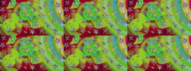 Sevimli çiçek raster deseni. Yeşil renkli çiçekler. Renkli Bahar Teması eskiz kalıbı. Düz Çiçek Elementleri Tasarımı.