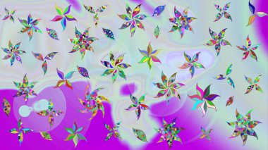 Çiçek ve yapraklı çiçek deseni. Raster illüstrasyonu. Küçük çiçekli şirin desen.