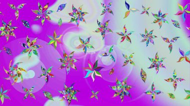 Tarafsız renklerde çiçekler. Raster illüstrasyonu. Robot resim. Şirin çiçek elementleri..