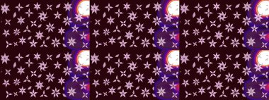 Çiçeksel fantezi tasarımı ve parlak bir arka plan çizimi. Düz Çiçek Elementleri Tasarımı. Renkli Bahar Teması çizim şablonu.