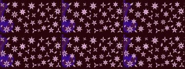 Robot resim. Şirin çiçek elementleri. Raster illüstrasyonu. Kahverengi renkte çiçekler.