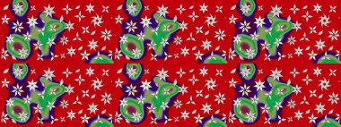 Sevimli çiçek raster deseni. Kırmızı renkte çiçekler. Renkli Yaz Temalı eskiz kalıbı. Düz Çiçek Elementleri Tasarımı.