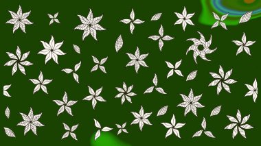 Raster illüstrasyonundaki çiçek desenli çizim. Suluboya tarzında yeşil renkte çiçekler.